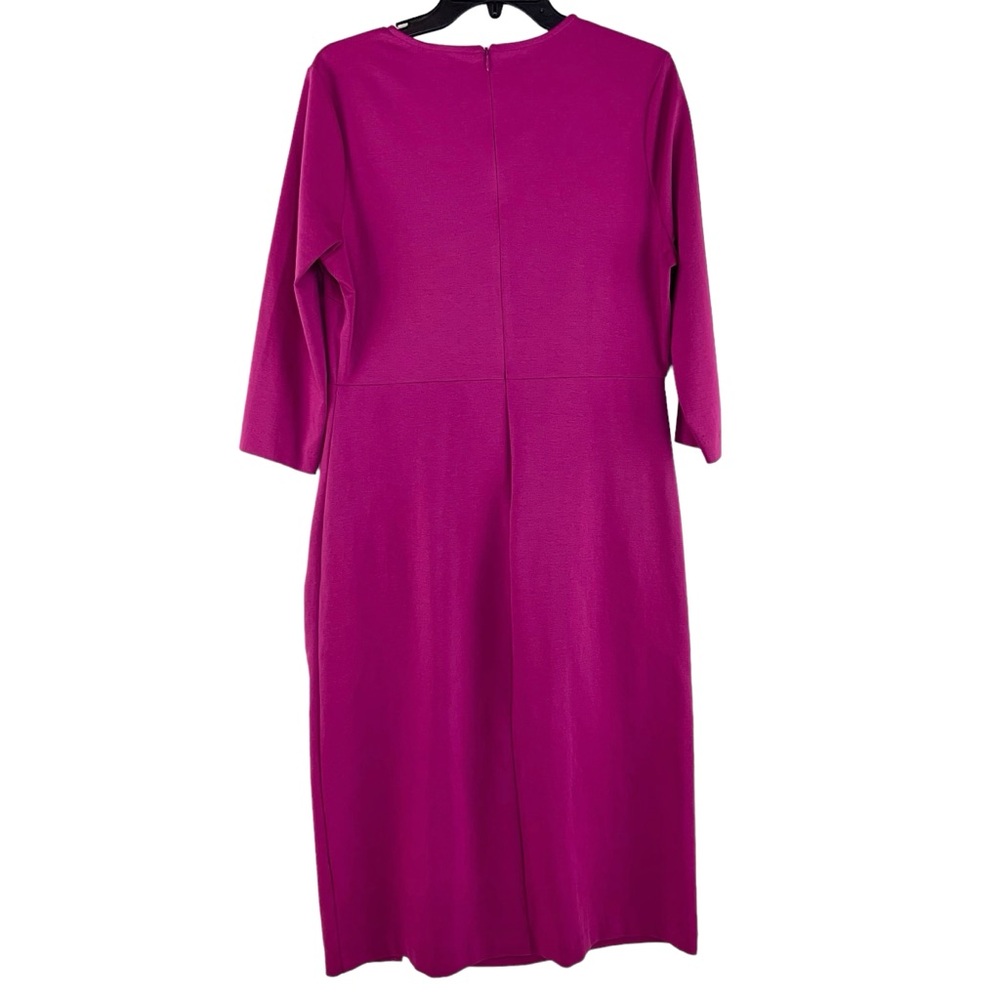 Boden Ruched Front Column Long Sleeve Midi Dress in Fuschia - Picture 7 of 8